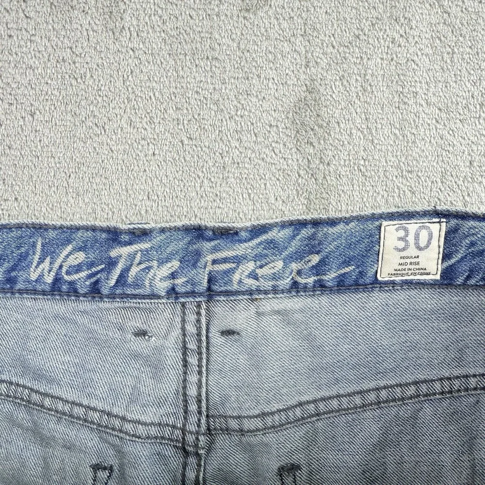 We The Free Light Blue Distressed Straight Leg Jeans